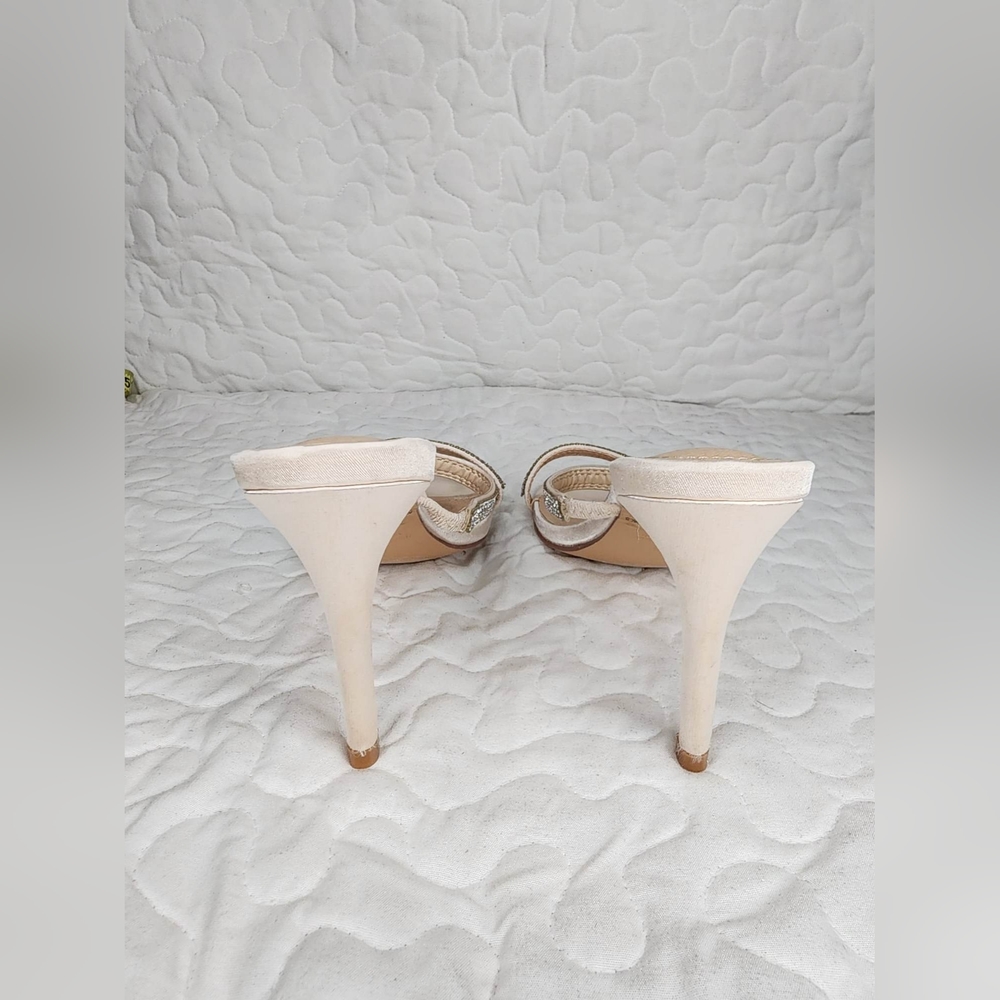 Ralphy Ivory Satin Rhinestone High Heel Sandals - Picture 5 of 8